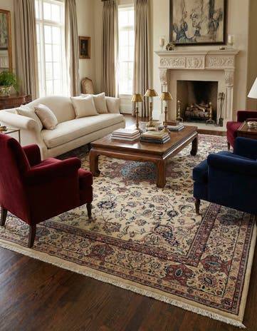 8' 11 x 12' 5 Hand Knotted Kashan Persian Wool Rug