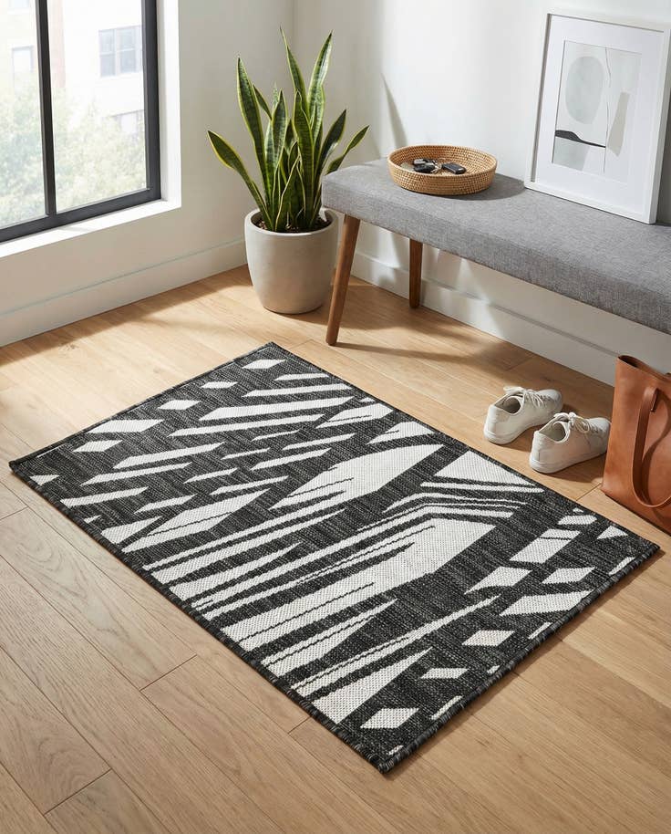 Detail image of 2' x 3' Easy-Clean Modern Indoor / Outdoor Rug