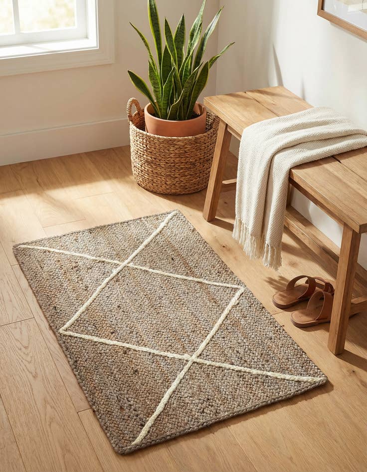 Detail image of  2' x 3' 1  Hand Braided Jute Rug