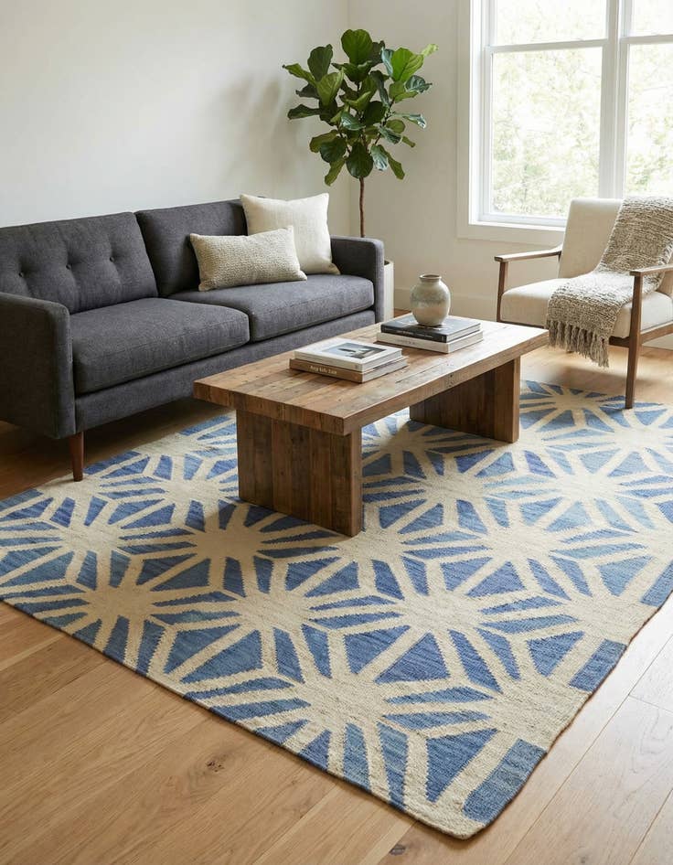 Detail image of 4' 6 x 5' 6  Hand Woven Kilim Modern Wool Rug