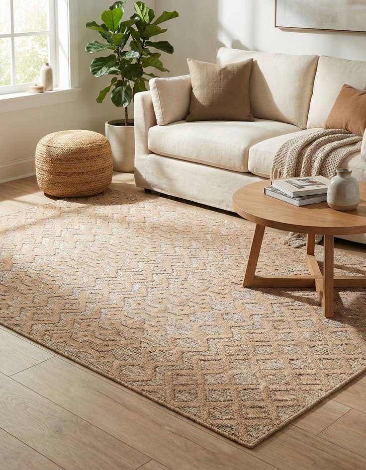 Detail image of  5' 3 x 8'  Washable Trellis Textured Indoor / Outdoor Rug