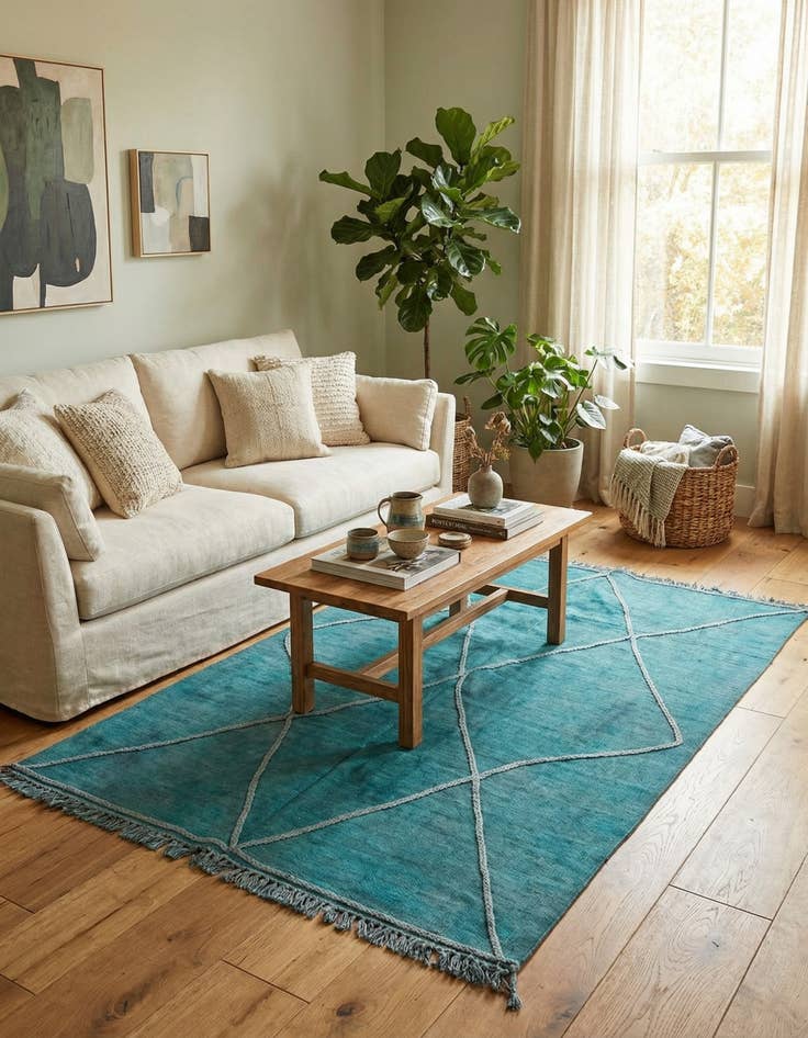 Detail image of 5' 5 x 7' 8  Hand Woven Kilim Modern Wool Rug