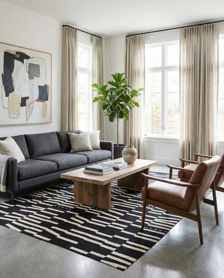 6' 10 x 9' 8 Hand Woven Kilim Modern Wool Rug