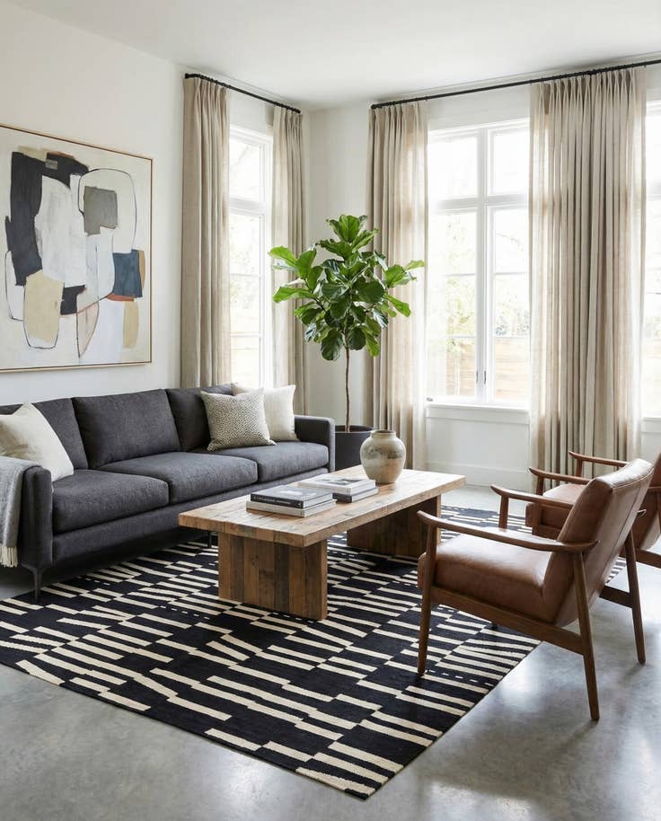 Detail image of 6' 10 x 9' 8 Hand Woven Kilim Modern Wool Rug