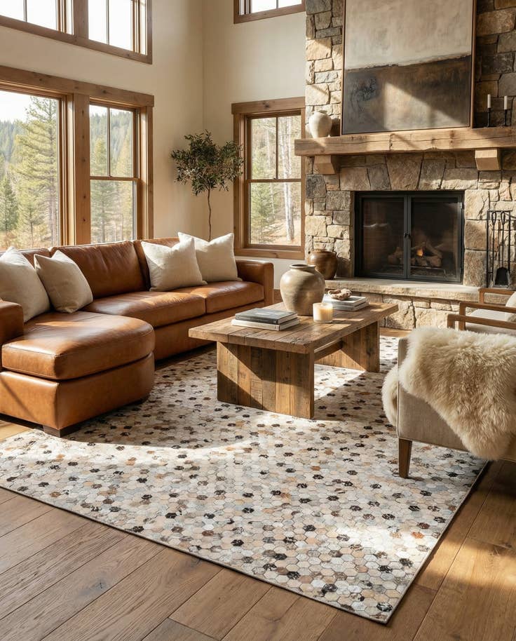 Detail image of 5' 4 x 7' 9 Cowhide Stocks Rug