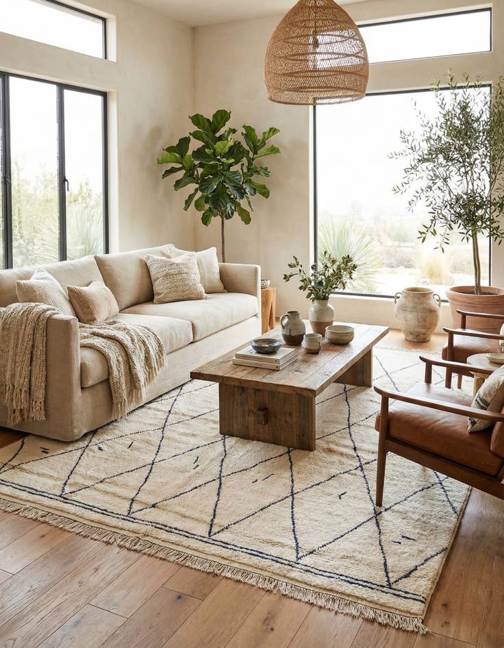 Detail image of 9' 4 x 12'  Hand Knotted Moroccan Wool Rug