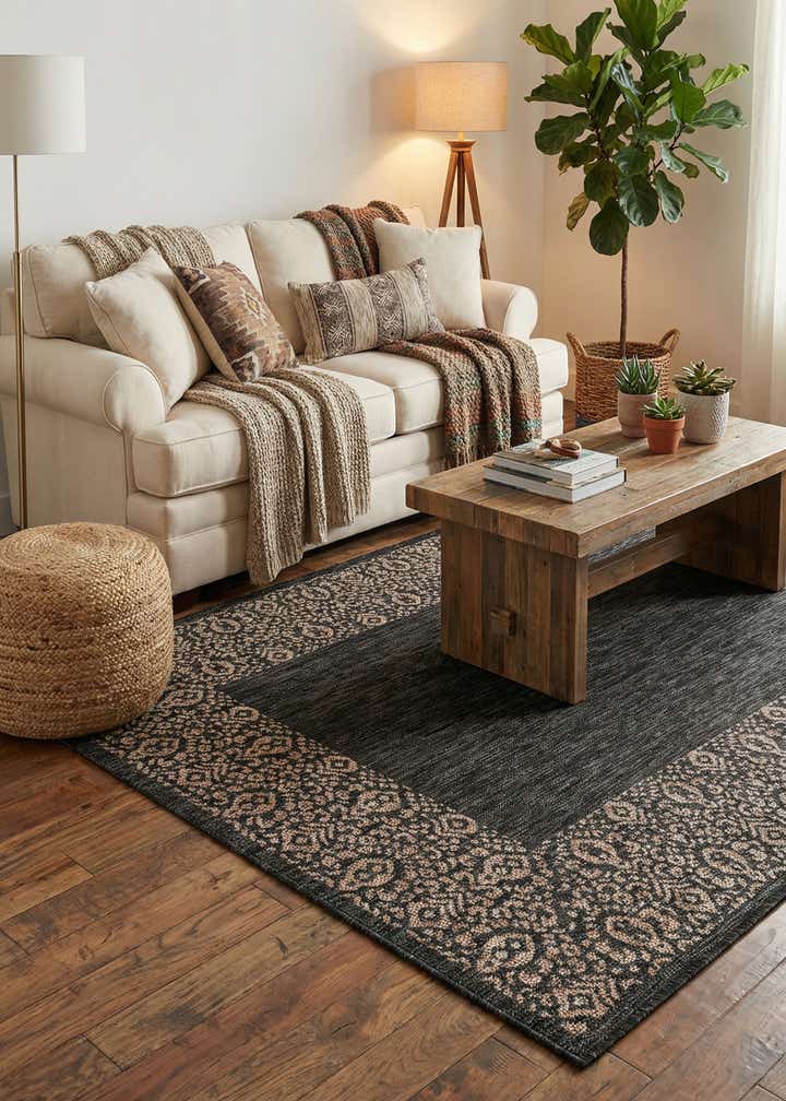 4' x 6' Easy-Clean Border Indoor / Outdoor Rug