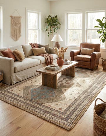 Beige Chenille Jute Rug