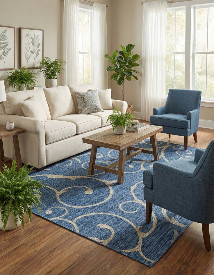 Detail image of  7' x 10'  Washable Botanical Indoor / Outdoor Rug