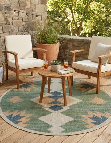 6' x 6' Easy-Clean Baja Indoor / Outdoor Round Rug