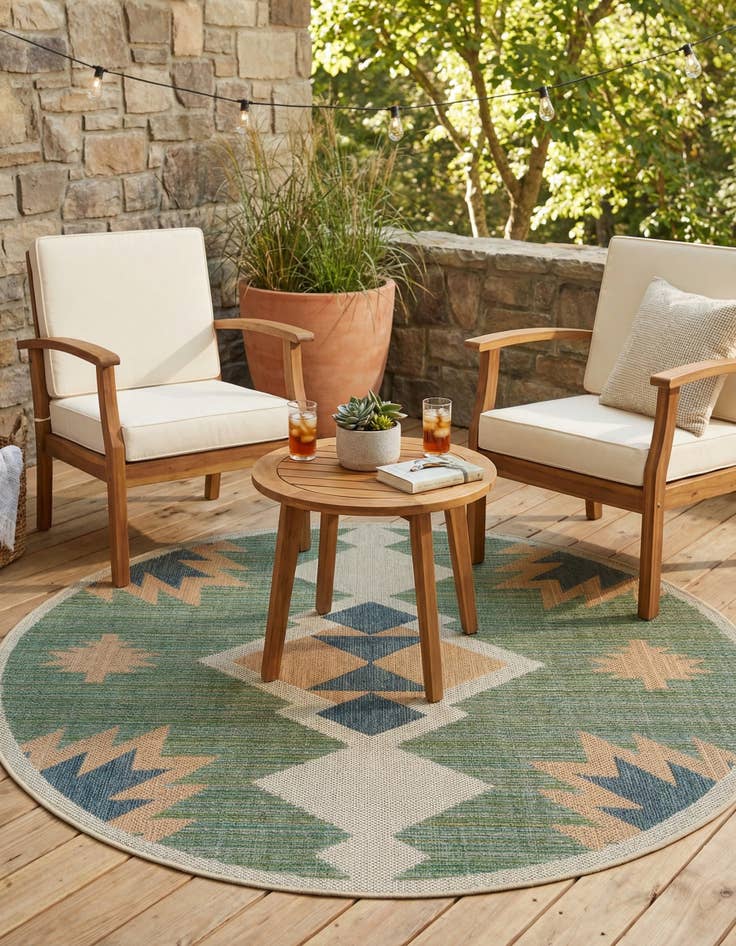 Detail image of 6' x 6'  Washable Baja Indoor / Outdoor Round Rug