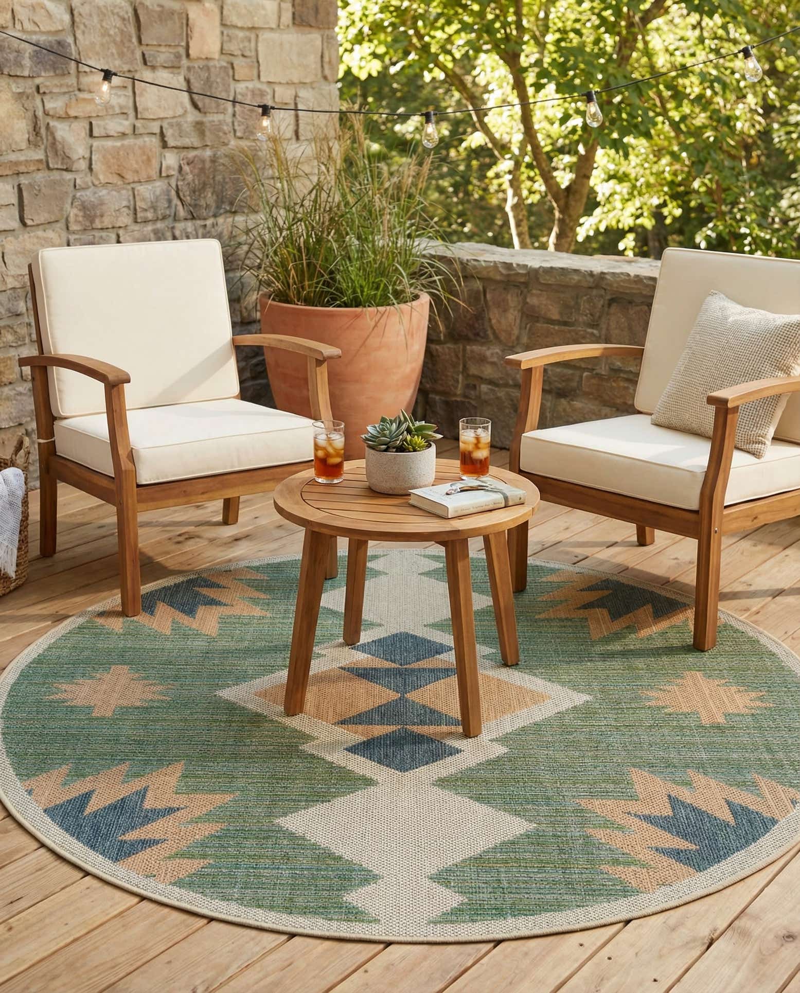 6' x 6' Easy-Clean Baja Indoor / Outdoor Round Rug