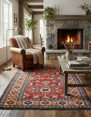 4' x 5' 9 Hand Knotted Kazak Wool Rug