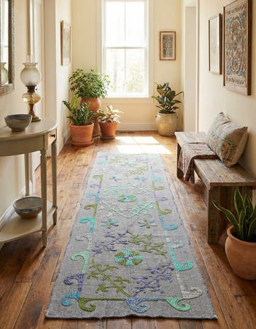 2' 2 x 7' 9 Hand Woven Kilim Suzani Wool Runner Rug
