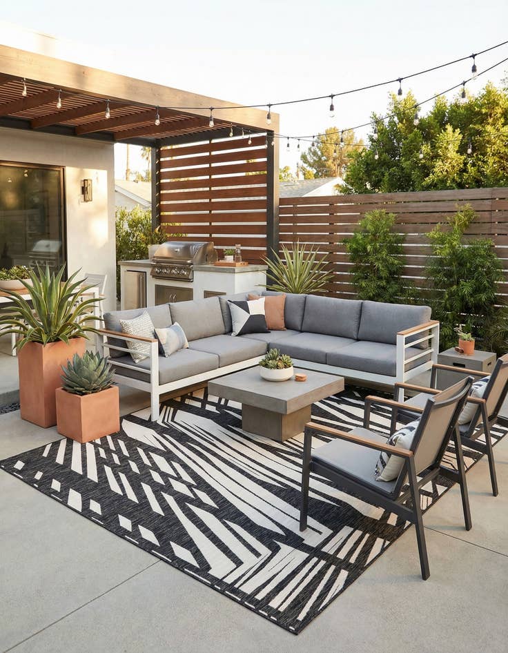 Detail image of 10' x 10'  Washable Modern Indoor / Outdoor Square Rug