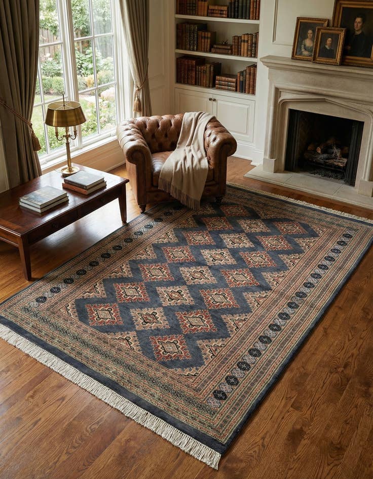 Detail image of  4' 2 x 5' 7  Hand Knotted Bokhara Oriental Rug