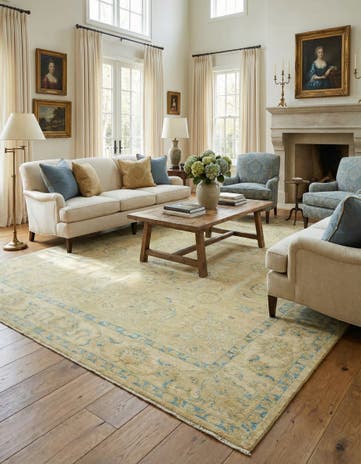 9' 2 x 11' 6 Hand Knotted Peshawar Ziegler Rug