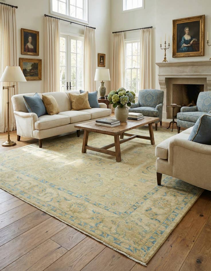 Detail image of 9' 2 x 11' 6  Hand Knotted Peshawar Ziegler Rug