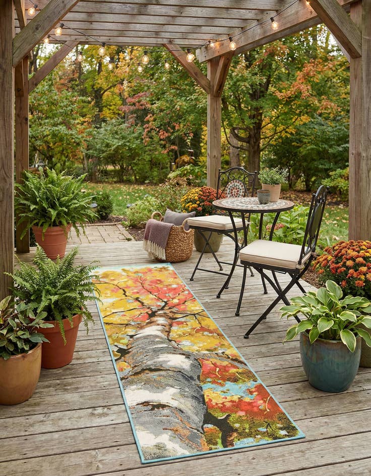 Detail image of 2' x 8'  Washable Botanical Indoor / Outdoor Runner Rug