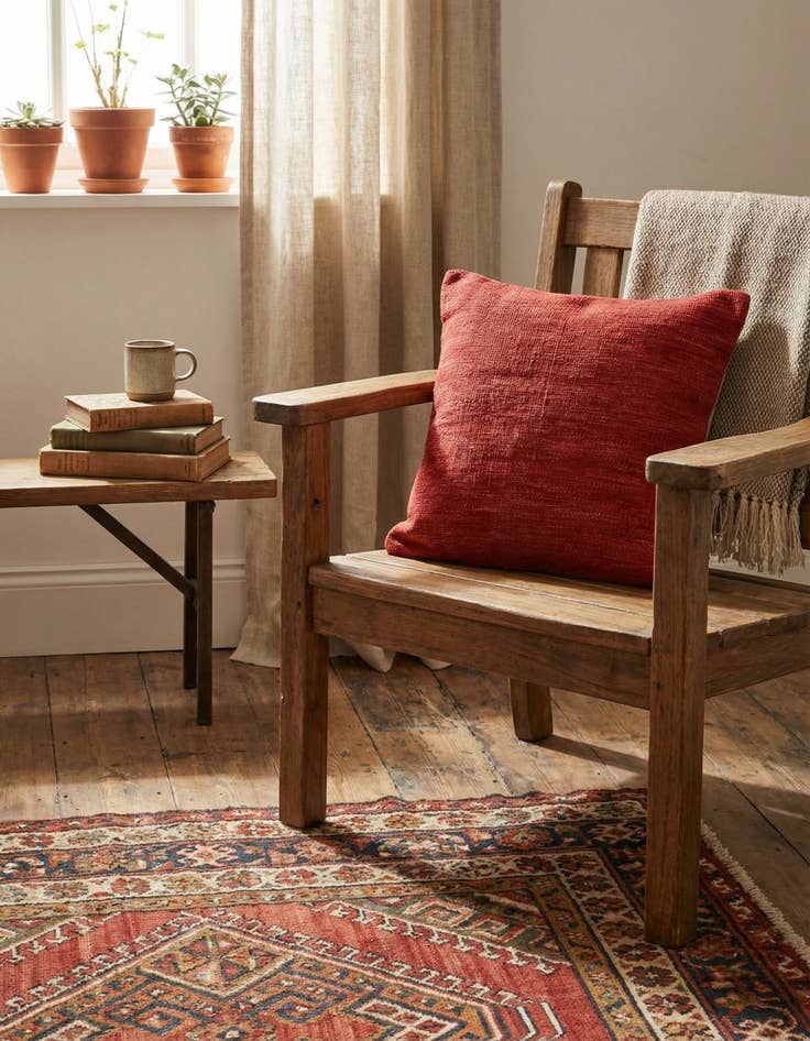 Detail image of 1' 6 x 1' 7 Hand Woven Pillow Wool Square Rug