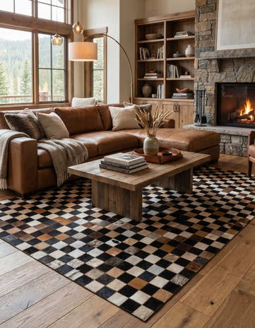 5' x 8' Cowhide Leather Rug