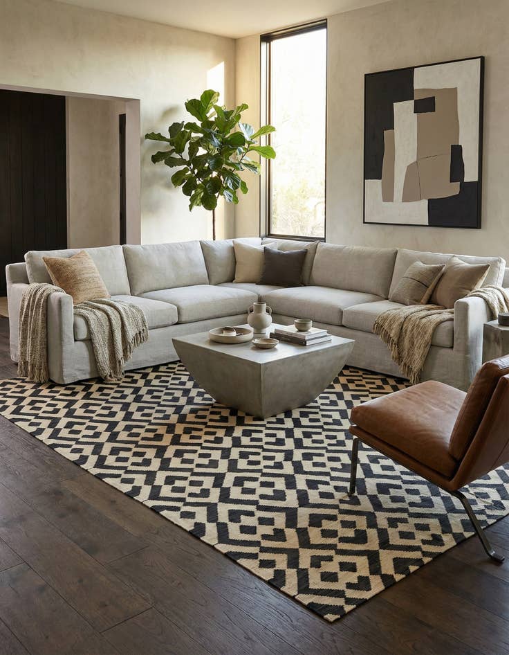 Detail image of 8' 6 x 11' 4  Hand Woven Kilim Modern Wool Rug