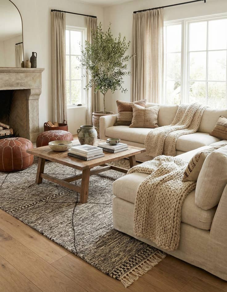 Detail image of  6' 10 x 9' 10  Hand Knotted Moroccan Wool Rug