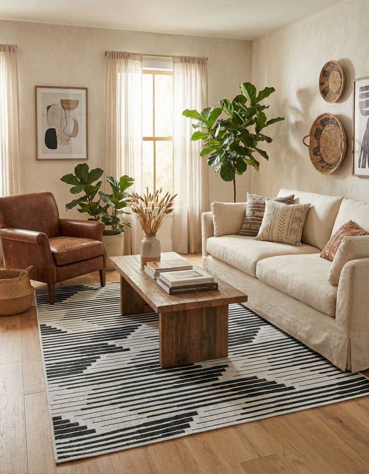 Detail image of 4' x 6' Easy-Clean Modern Indoor / Outdoor Rug