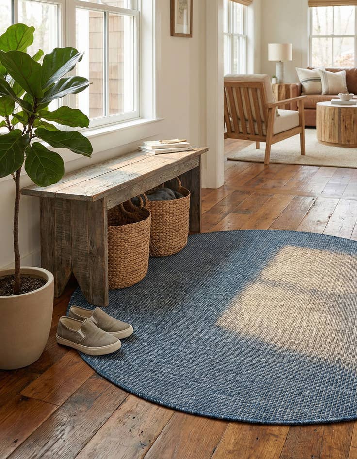 Detail image of 4' x 4'  Washable Solid Indoor / Outdoor Round Rug