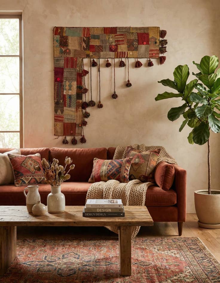 Detail image of 3' x 3'  Hand Woven Wall Art Wool Square Rug