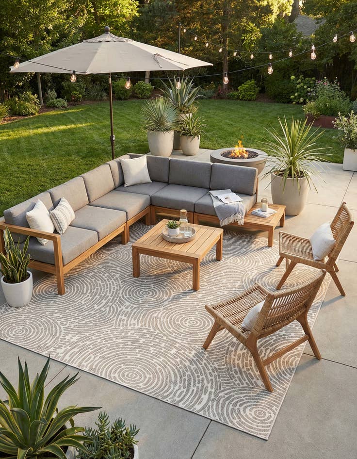 Detail image of 13' x 13'  Washable Modern Indoor / Outdoor Square Rug