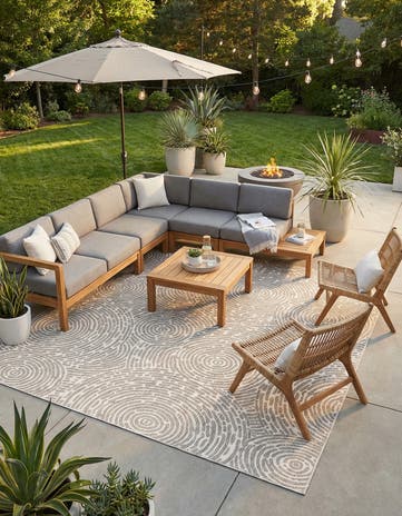 Gray Easy-Clean Modern Indoor / Outdoor Square Rug