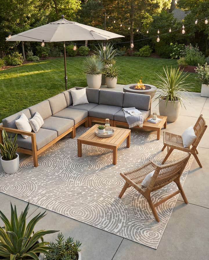 13' x 13' Easy-Clean Modern Indoor / Outdoor Square Rug