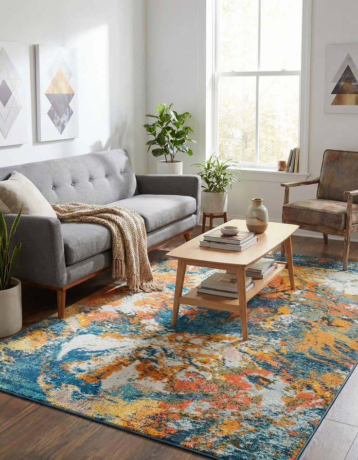 Detail image of 5' 3 x 8'  Washable Vivid Rug