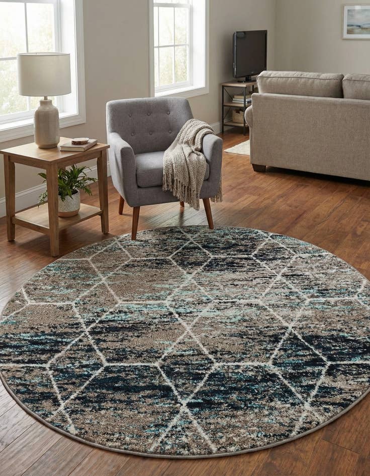 Detail image of  4' x 4' Lattice Frieze Round Rug