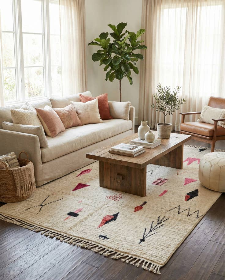 Detail image of 5' 10 x 9' 8 Hand Knotted Moroccan Wool Rug