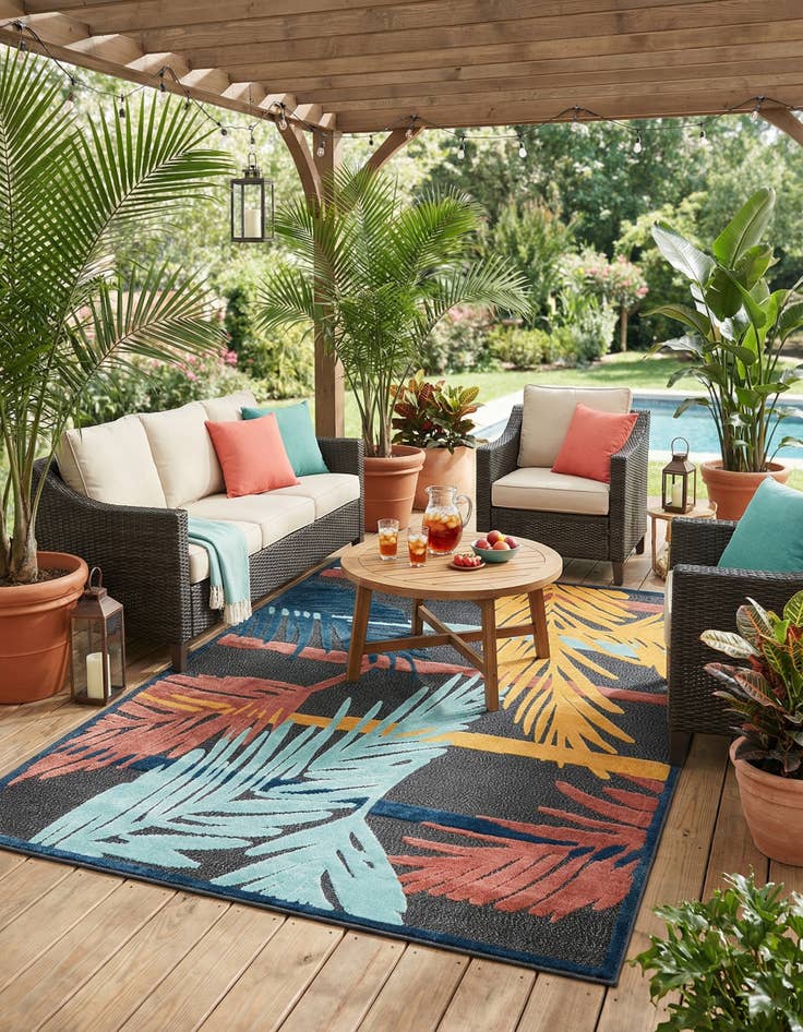 Detail image of 7' x 10'  Washable Belize Indoor / Outdoor Rug
