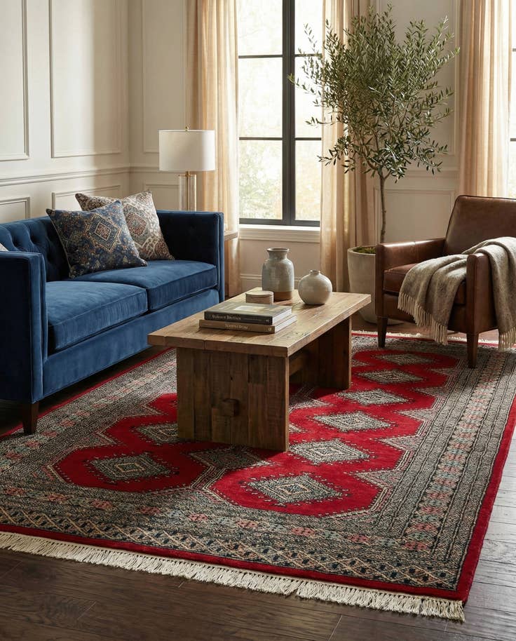 Detail image of 4' 2 x 6' 5 Hand Knotted Bokhara Oriental Wool Rug