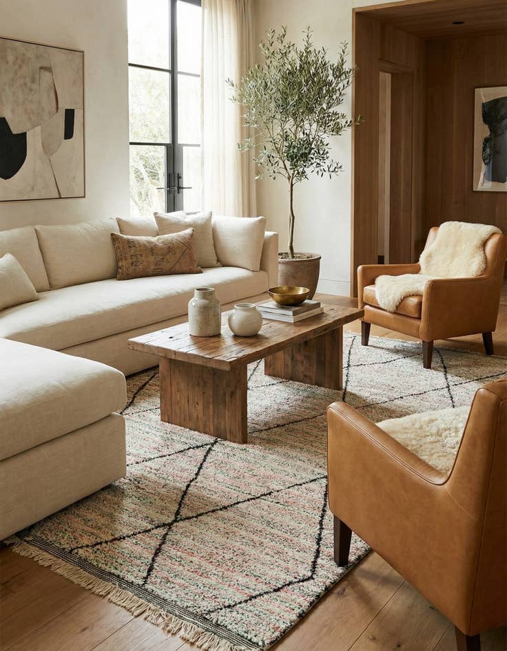 Detail image of  6' 6 x 9' 6  Hand Knotted Moroccan Wool Rug