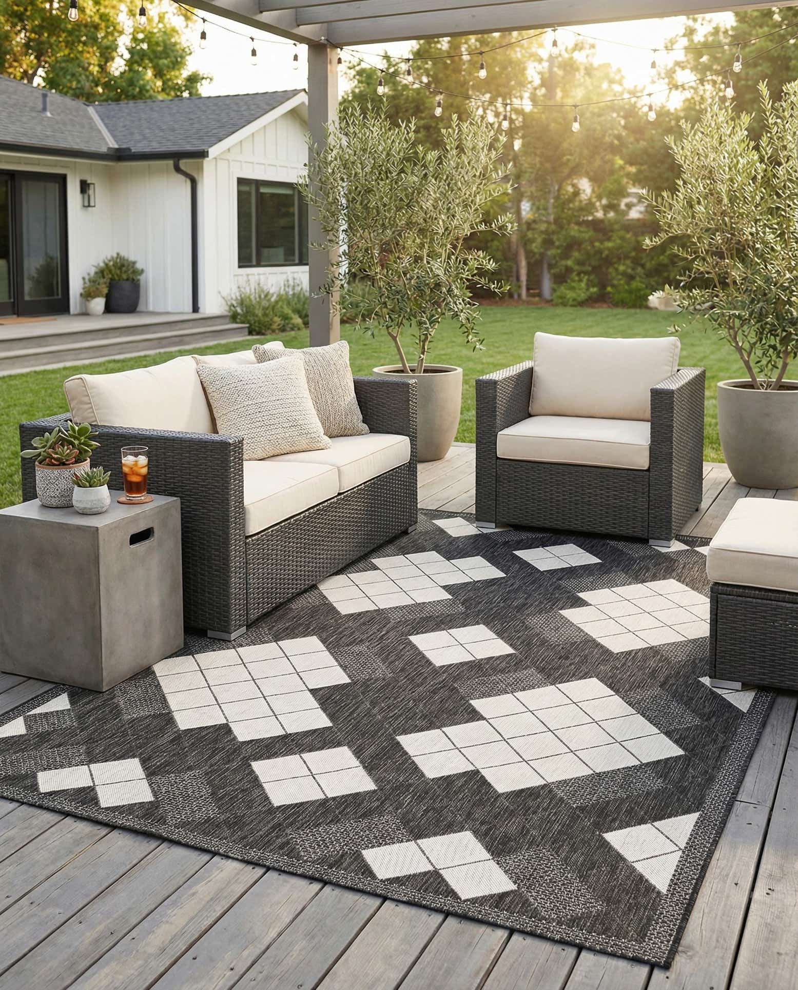 6' x 9' Easy-Clean Modern Indoor / Outdoor Rug