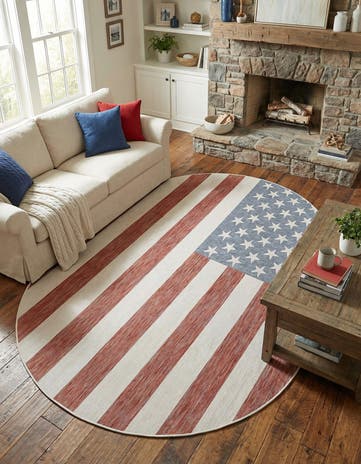 Red Easy-Clean Jill Zarin Indoor / Outdoor Oval Rug