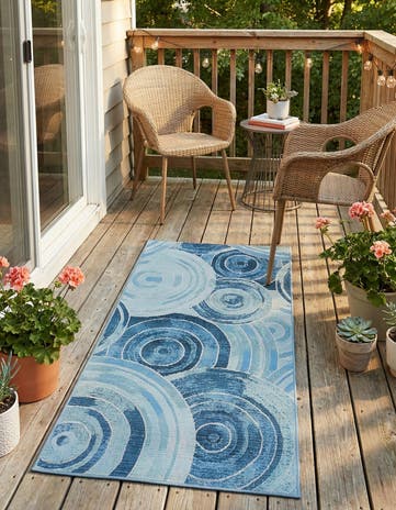 2' 7 x 5' 3 Easy-Clean Modern Indoor / Outdoor Runner Rug