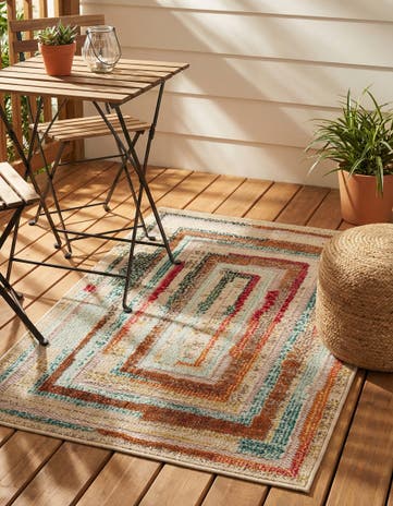 Multi Beige Easy-Clean Casablanca Indoor / Outdoor Rug