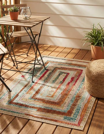 Multi Beige Easy-Clean Casablanca Indoor / Outdoor Rug