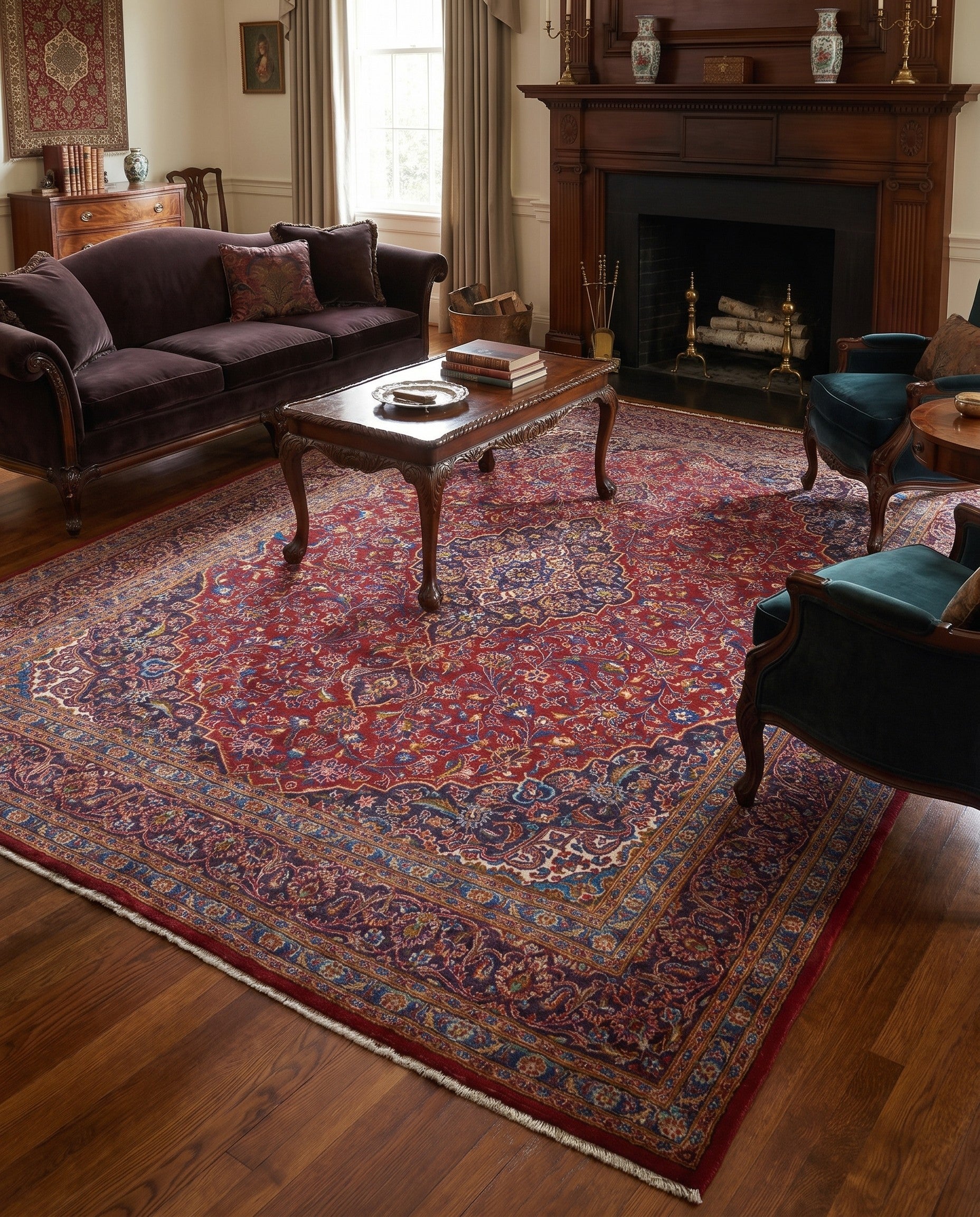 9' 7 x 12' 9 Hand Knotted Mashad Persian Wool Rug