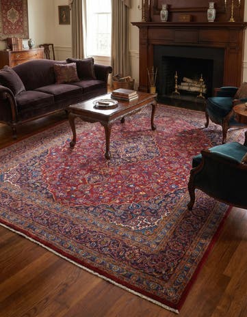 9' 7 x 12' 9 Hand Knotted Mashad Persian Wool Rug
