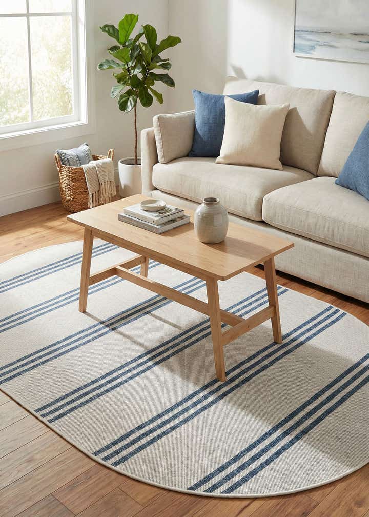 5' 3 x 8' Easy-Clean Jill Zarin Anguilla Indoor / Outdoor Oval Rug
