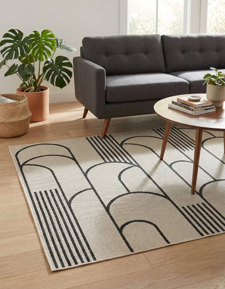 Detail image of  4' x 6'  Washable Modern Indoor / Outdoor Rug