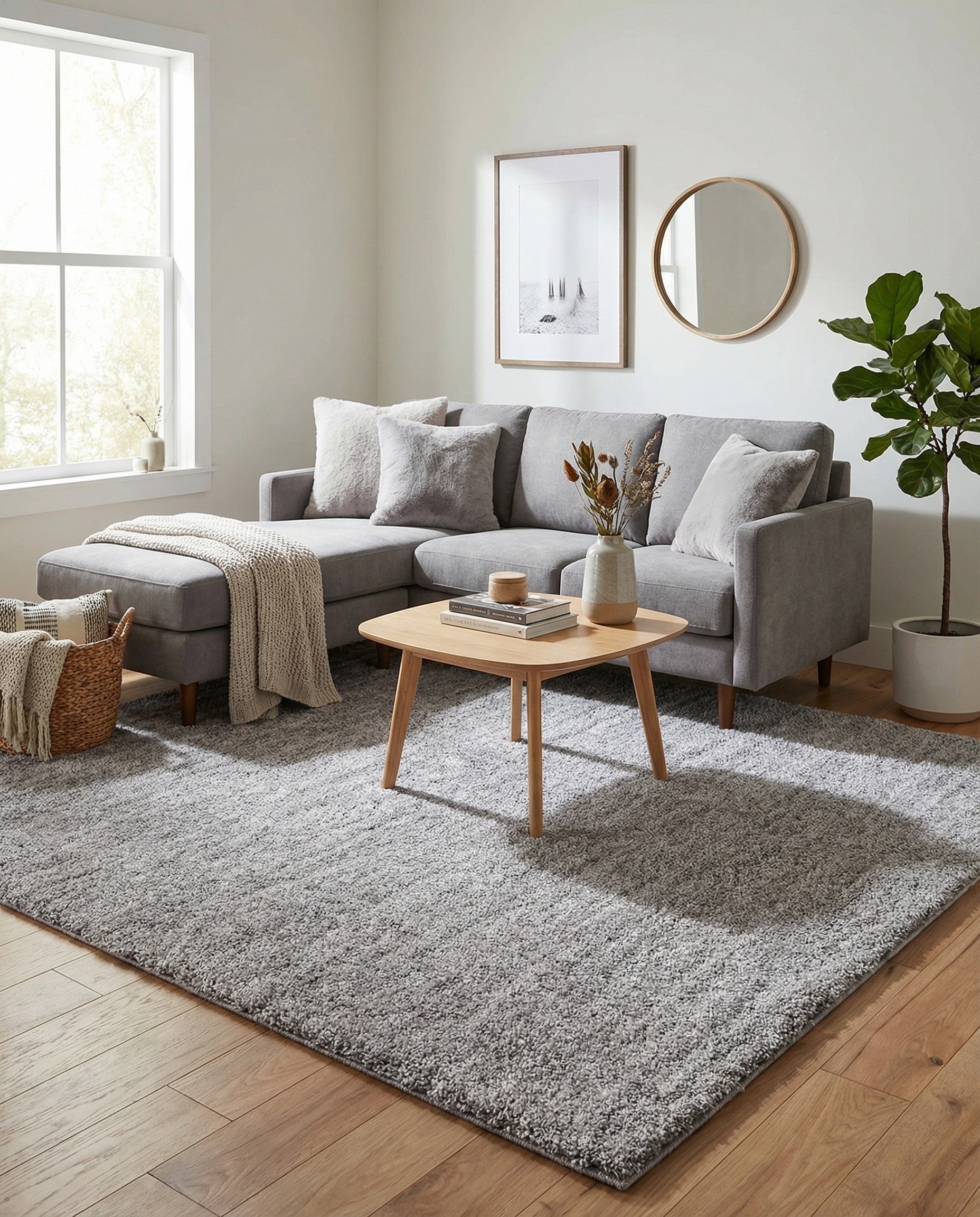 Pepper Gray 6' 5 x 6' 5 Jill Zarin Shaggy Chic Square Rug | Rugs.com