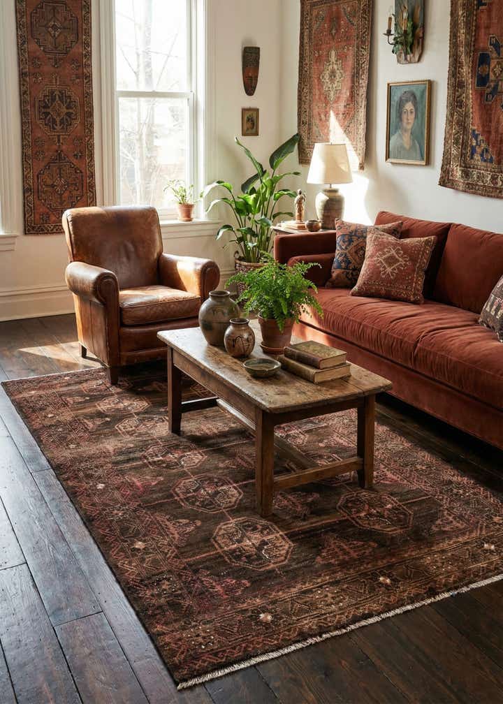 3' 7 x 6' 4 Hand Knotted Ultra Vintage Persian Wool Rug